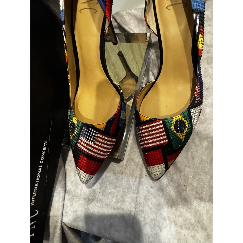 Inc‎ Kenjay D'Orsay Stiletto Heels World Flag International Pumps Size 7.5 - Picture 4 of 9